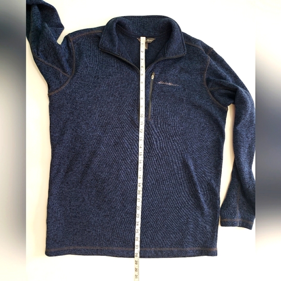 Men's Large Tall Knit Pullover 1/2 Zip Convertor Eddie Bauer Heathered Blue - Picture 6 of 6
